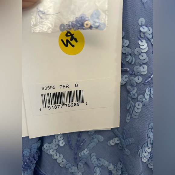 *Flawed Mac Duggal 93595 NWT Ruffle Neck Long Sleeve Sequin Midi Dress - Picture 6 of 10